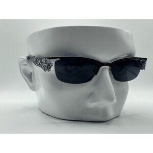 Vintage Y2K Eyeglasses | Ornate Decorated Narrow Style | Black Monochrome